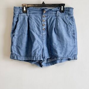 American Eagle Chambray Button-Fly High Waisted Shorts